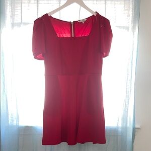 Square Neck Red Dress